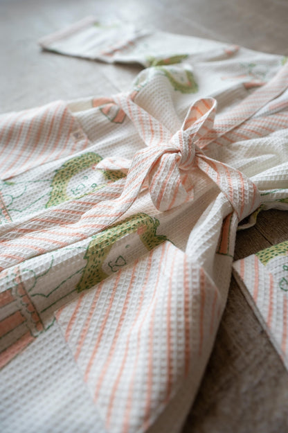 Pure Cotton Waffle Fabric Medium Robe, Circus – Bath Linens on Brown Living™. SKU: MSY - 00433E - Peach - M. Img 2.