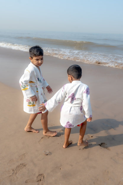 Pure Cotton Waffle Fabric Small Robe for Kids – Koala Design, Purple – Bath Linens on Brown Living™. SKU: MSY - 00433F - Purple - S. Img 7.