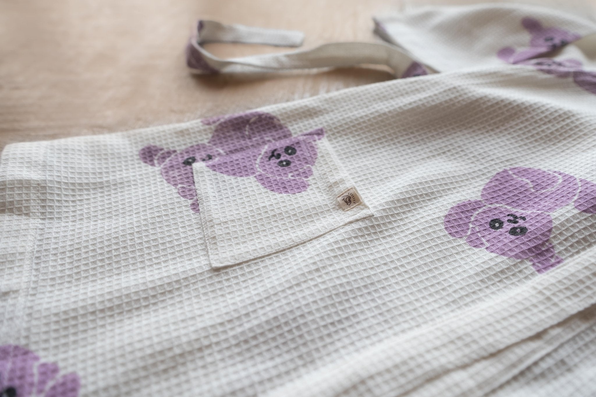 Pure Cotton Waffle Fabric Small Robe for Kids – Koala Design, Purple – Bath Linens on Brown Living™. SKU: MSY - 00433F - Purple - S. Img 2.