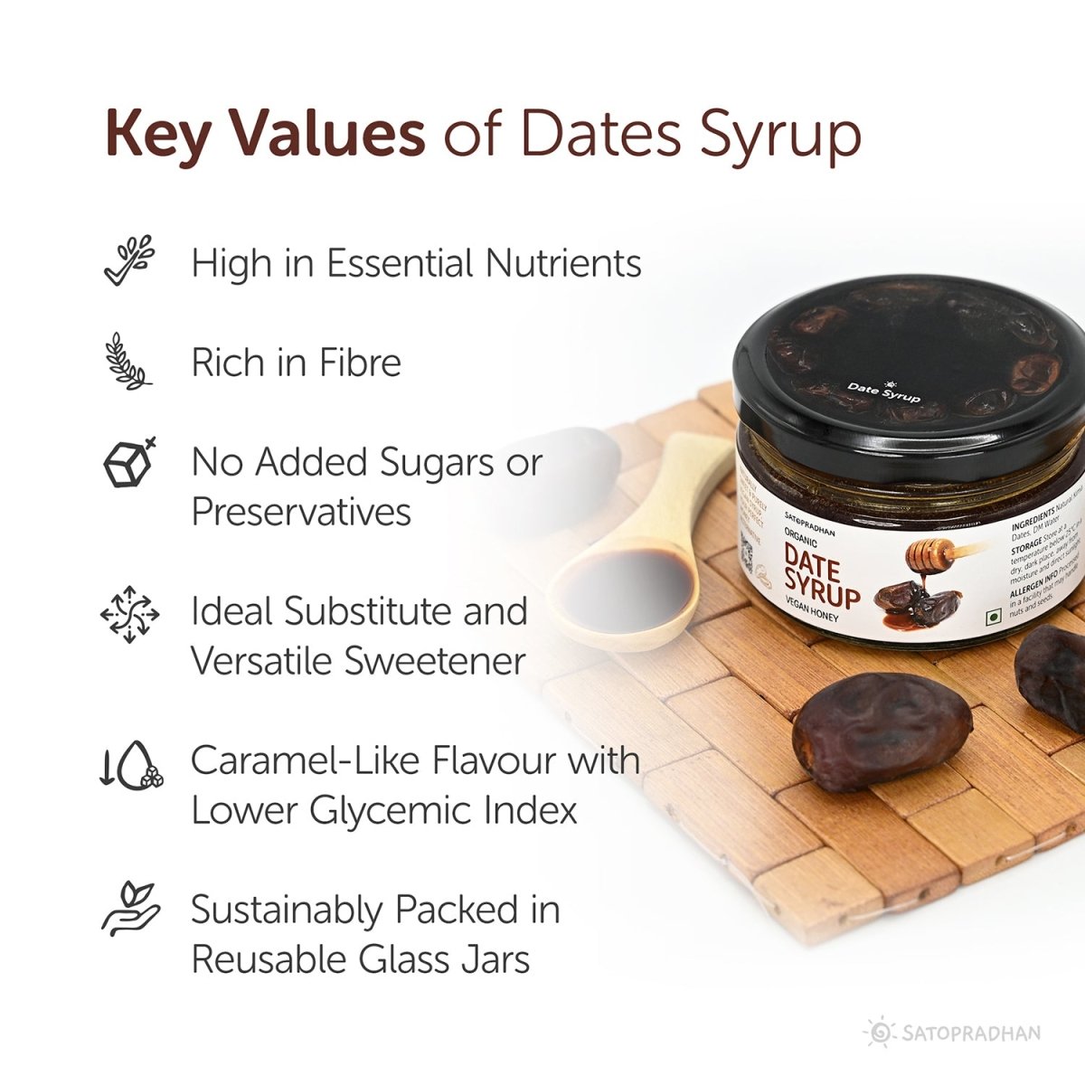 Pure Date Syrup - Natural Alternative to Bee Honey for Vegans – Honey & Syrups by SATOPRADHAN available on Brown Living™. . SKU: 1SA_DS - 2H. Img 3.