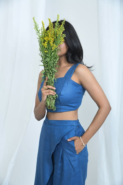 Pure Hemp Crop Top | Soft & Comfortable Fabric | Available in 4 colors – Womens Dress by Pravaah India available on Brown Living™. M Blue. SKU: PRA24CL1IM. Img 6.