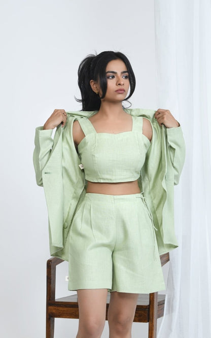 Pure Hemp Crop Top | Soft & Comfortable Fabric | Available in 4 colors – Womens Dress by Pravaah India available on Brown Living™. M Pistachio. SKU: PRA24CL1GM. Img 3.