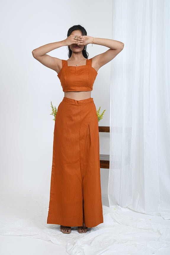 Pure Hemp Fabric Rust Orange Crop Top | Loungewear [Limited Edition] | Verified Sustainable by Brown Living™