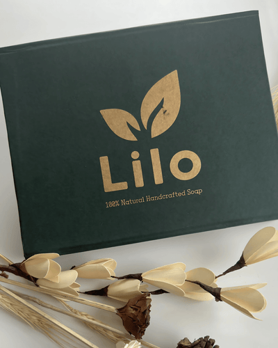 Pure Indulgence Gift Set – 4 Natural Soaps with Soap Tray – Body Soap on Brown Living™. SKU: SKG005. Img 2.