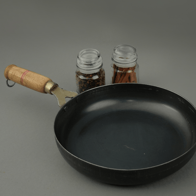 Pure Iron Handmade Family Combo (Roti Tawa+ Fry Pan+ Round Wok+ Kadai) – Cookware on Brown Living™. SKU: Iron - Combo - 6 - 4350g - packof4. Img 5.