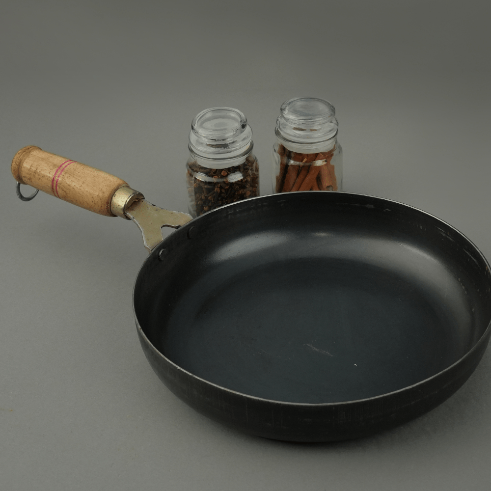Pure Iron Handmade Family Combo (Tadka Pan + Fry Pan+ Round Wok) – Cookware on Brown Living™. SKU: Iron - Combo - 2 - 3200g - packof3. Img 3.