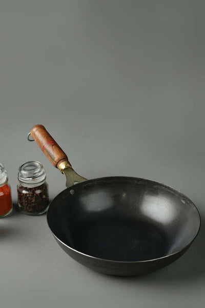 Pure Iron Handmade Family Combo (Tadka Pan+ Tawa+ Round Wok) – Cookware by 80s Cookware available on Brown Living™. . SKU: Iron - Combo - 1 - 3200g - packof3. Img 4.