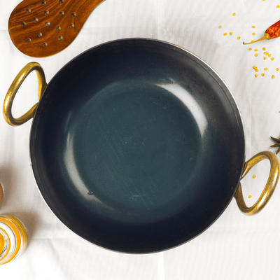 Pure Iron Handmade Kadai (10 Inches) – Cookware on Brown Living™. SKU: Iron-Kadai-1000g-packof1. Img 7.