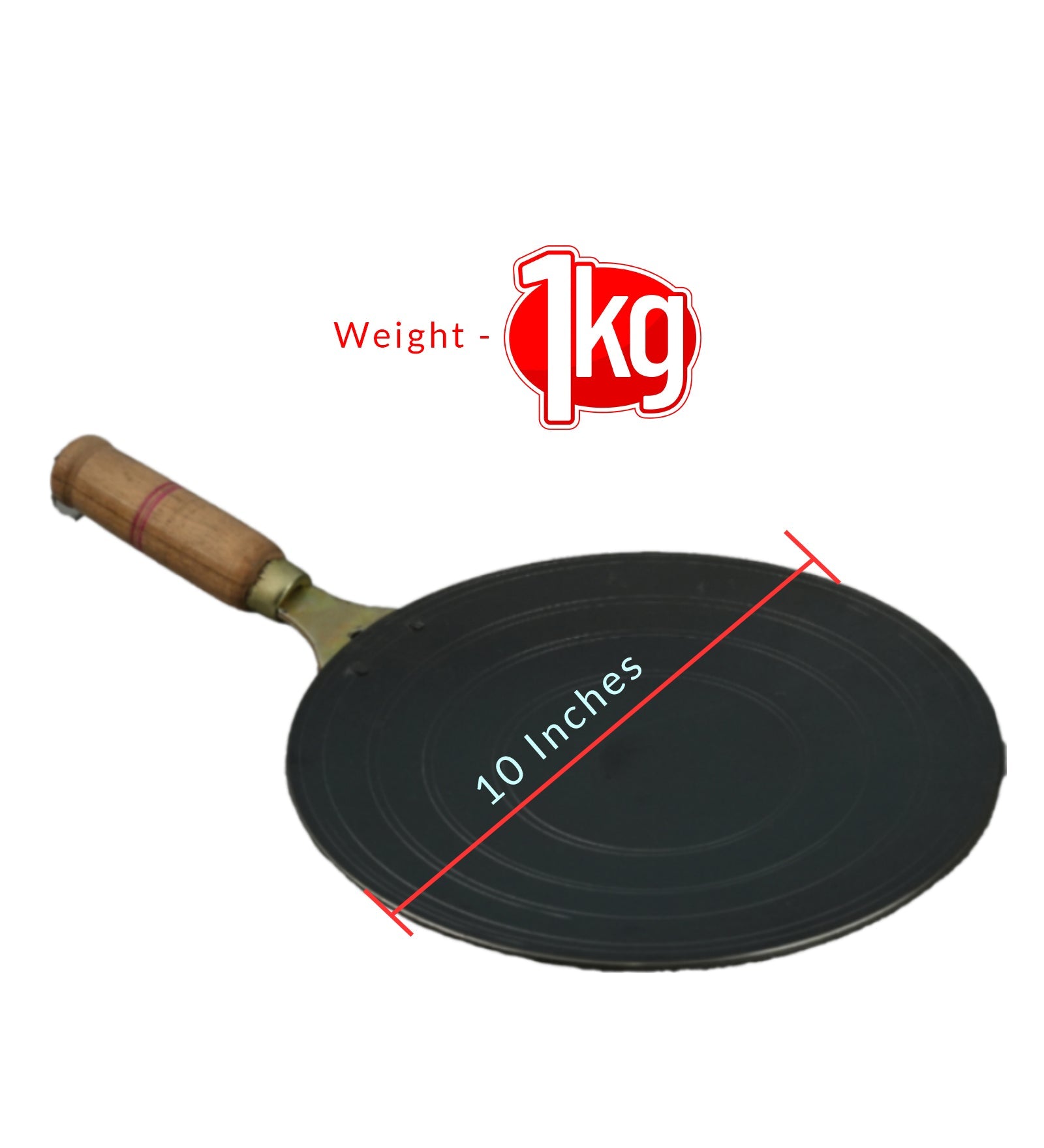 Pure Iron Handmade Roti Tawa (10 Inches) – Cookware on Brown Living™. SKU: Iron-roti-Tawa-1000g-packof1. Img 4.