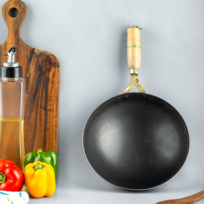 Pure Iron Handmade Round Wok – Cookware on Brown Living™. SKU: T16. Img 2.