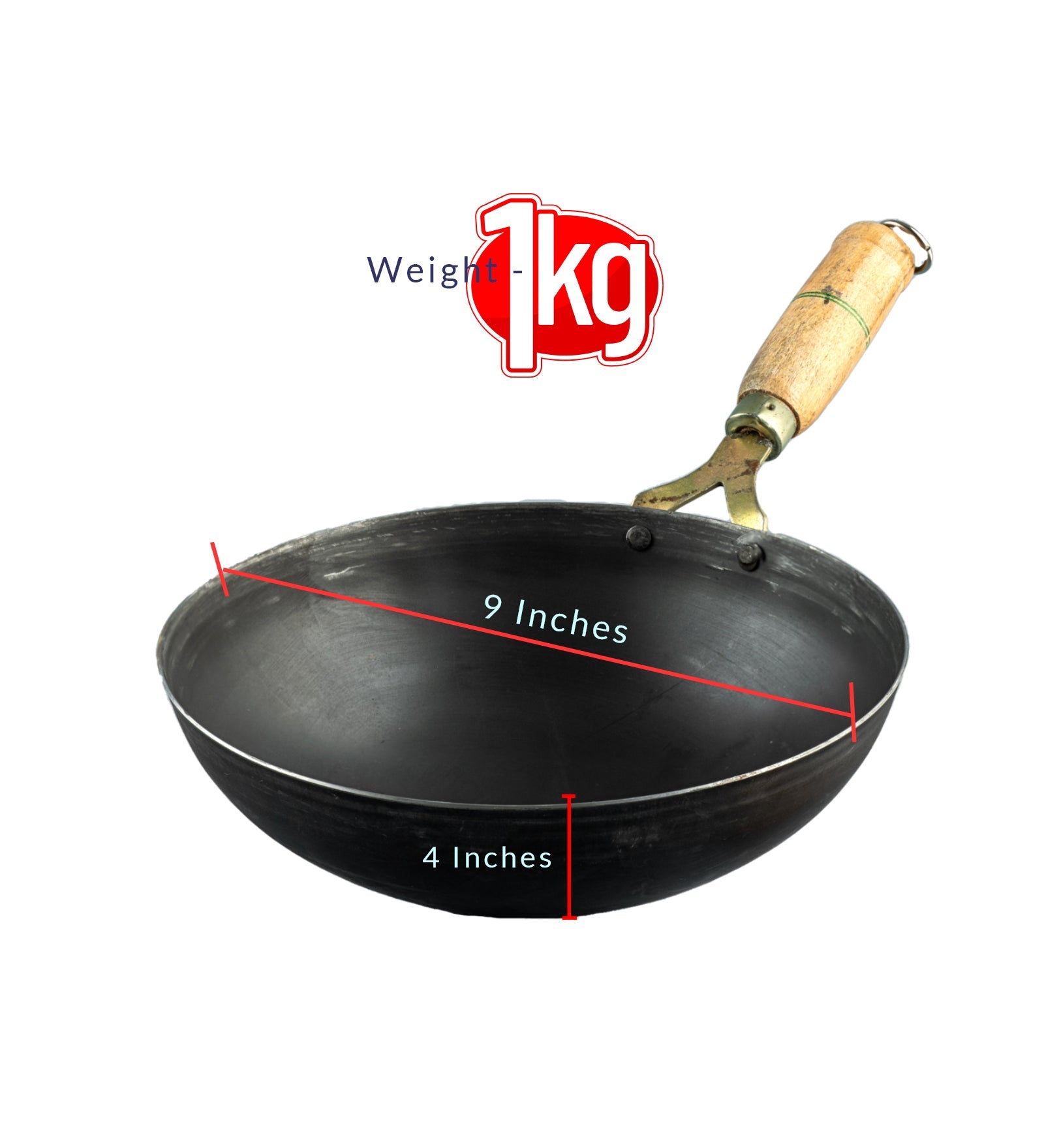 Pure Iron Handmade Round Wok – Cookware on Brown Living™. SKU: T16. Img 5.