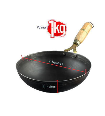 Pure Iron Handmade Round Wok – Cookware on Brown Living™. SKU: T16. Img 5.