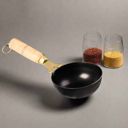 Pure Iron Handmade Tadka Pan/ Thalipu Karandi (5inches Inches) – Cookware by 80s Cookware available on Brown Living™. . SKU: Iron - Tadkapan - 400g - packof1. Img 2.