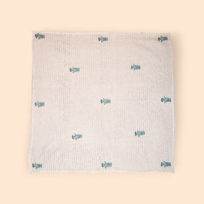 Pure Mulmul White Hand Embroidered Baby Nakshi Kantha – Baby Swaddle by Stotra available on Brown Living™. Kolki . SKU: ST - MUL - KAN - KOLKI - 02. Img 6.