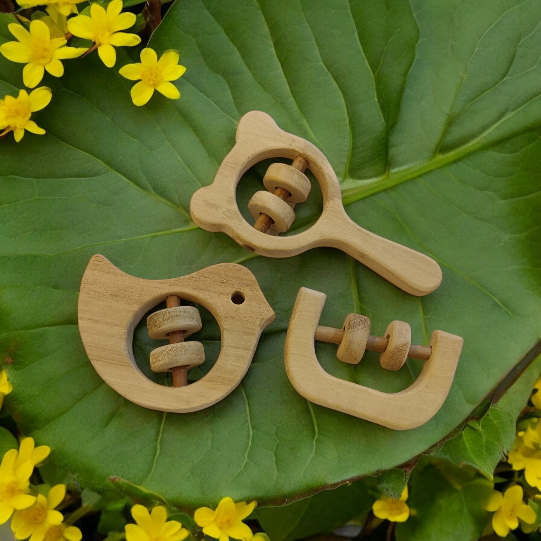 Pure Neem Wooden Rattles | Sound Making Toys For Toddlers – Baby Rattles on Brown Living™. SKU: R_MKHD-C-DV. Img 1.