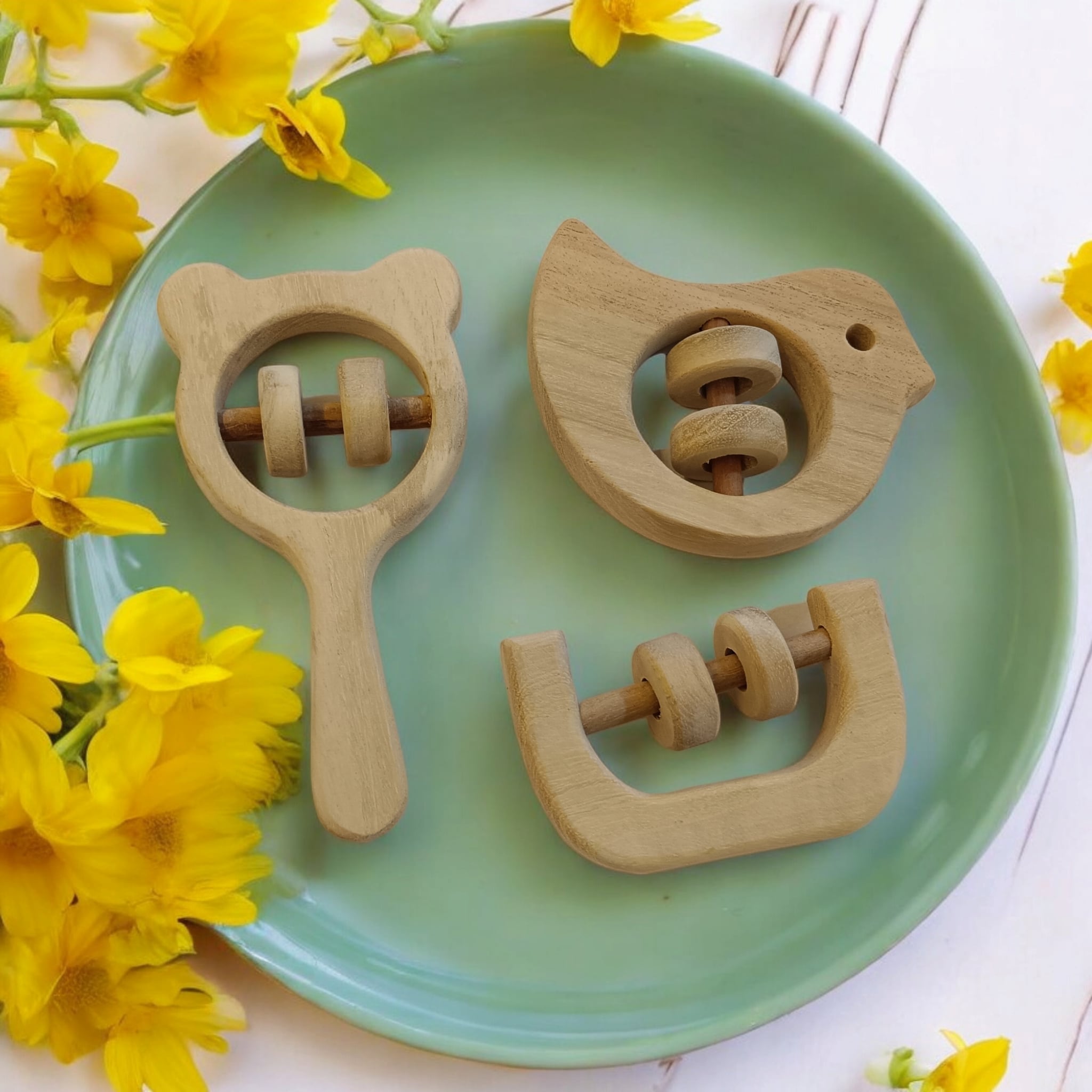 Pure Neem Wooden Rattles | Sound Making Toys For Toddlers – Baby Rattles on Brown Living™. SKU: R_MKHD-C-DV. Img 3.