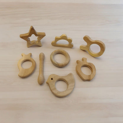Pure Neem Wooden Teethers – Smooth Finishing With Round Edges – Baby Teethers & Soothers on Brown Living™. SKU: T_STR-DBL-CLD-DV-RNG-BNY-APL-MNG. Img 3.