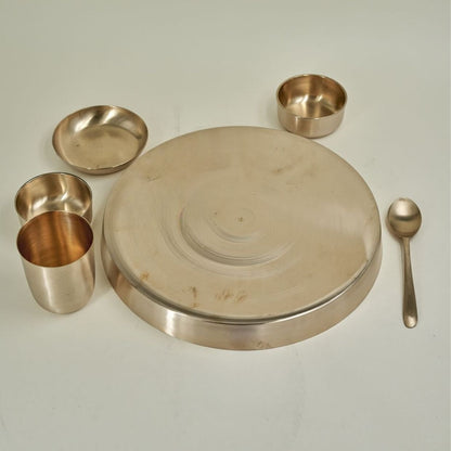 Pure Original Kansa Bronze Thali Set 14" - 6 Pcs | Verified Sustainable by Brown Living™