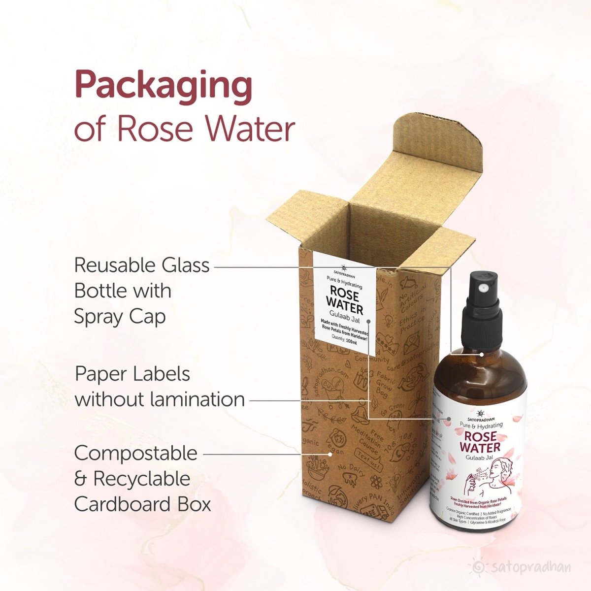 Pure Rose Water 100ml | Pore Reduction, Toning & Hydration | Verified Sustainable by Brown Living™