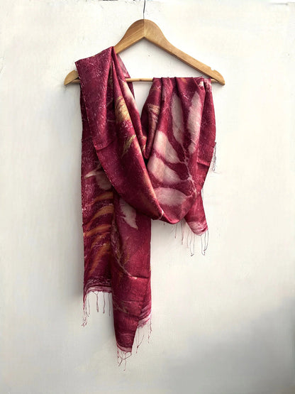 Pure Silk Scarf | Handcrafted Eco - Dyed with Sappanwood & Madder – Womens Scarf on Brown Living™. SKU: CR - SCARF - 001. Img 1.