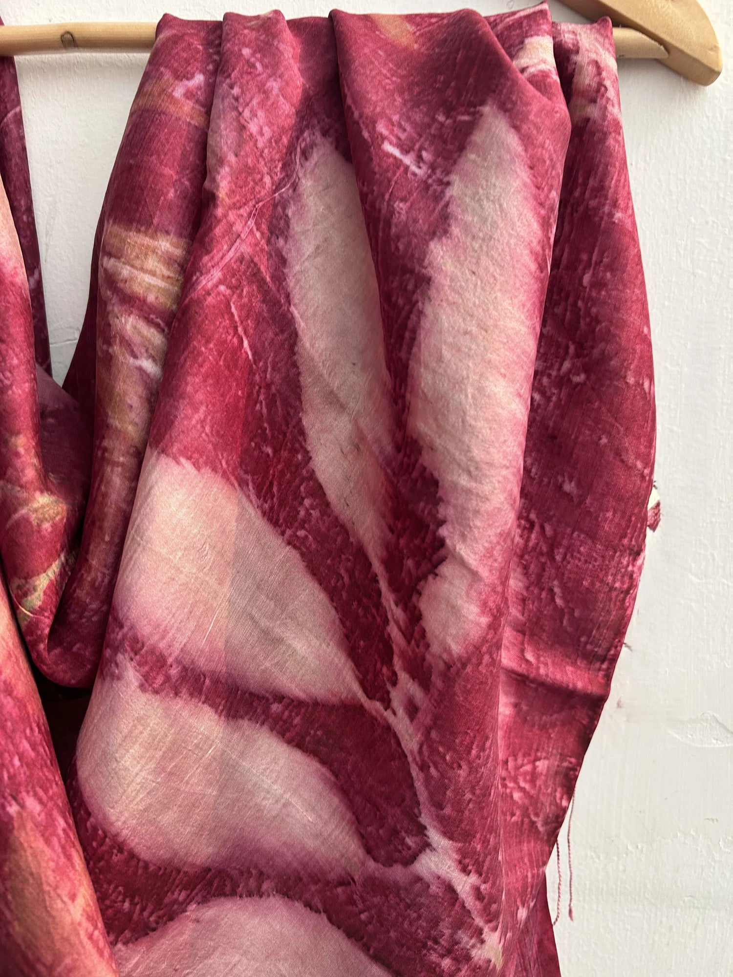 Pure Silk Scarf | Handcrafted Eco - Dyed with Sappanwood & Madder – Womens Scarf on Brown Living™. SKU: CR - SCARF - 001. Img 4.