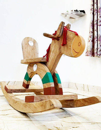 Pure & Solid Neem Wooden Rocking Horse For 1 To 5 Year Kids – Wooden Toys on Brown Living™. SKU: RK_HRS. Img 2.
