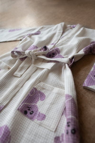 Pure Waffle Cotton Medium Robe for Kids – Koala Design, Purple – Bath Linens on Brown Living™. SKU: MSY-00433F-Purple-Small. Img 20.