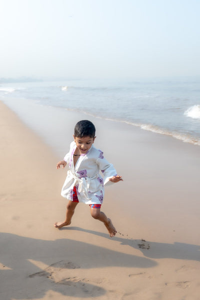 Pure Waffle Cotton Medium Robe for Kids – Koala Design, Purple – Bath Linens on Brown Living™. SKU: MSY-00433F-Purple-Small. Img 6.