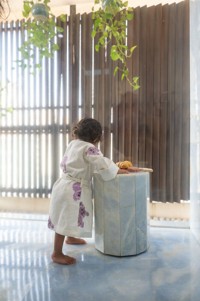 Pure Waffle Cotton Medium Robe for Kids – Koala Design, Purple – Bath Linens on Brown Living™. SKU: MSY-00433F-Purple-Small. Img 16.