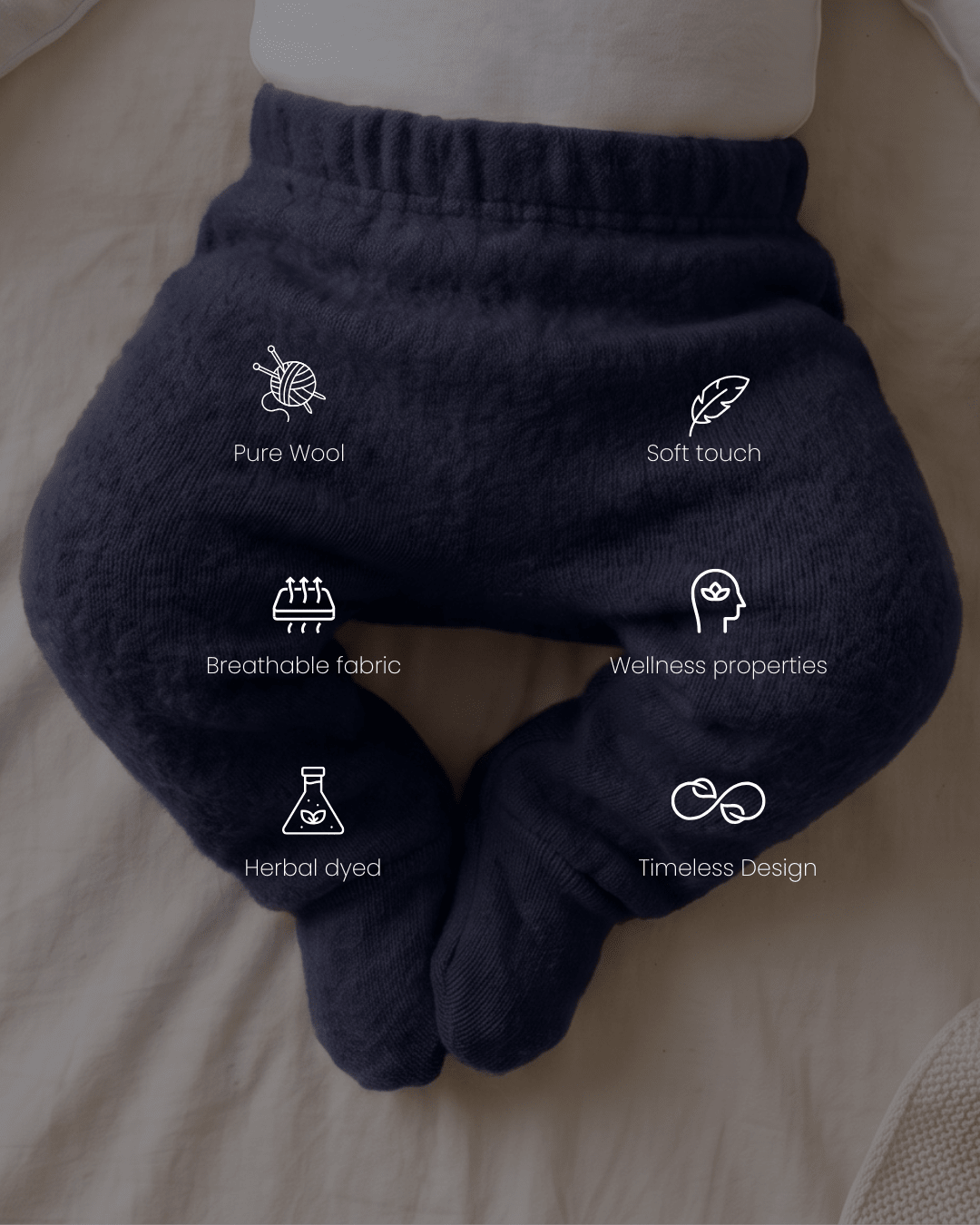Pure Wool Footie Lower | Herbal Dyed with Devdaru for Comfort & Immuni – Kids Daywear Sets on Brown Living™. SKU: FTIW03021. Img 6.