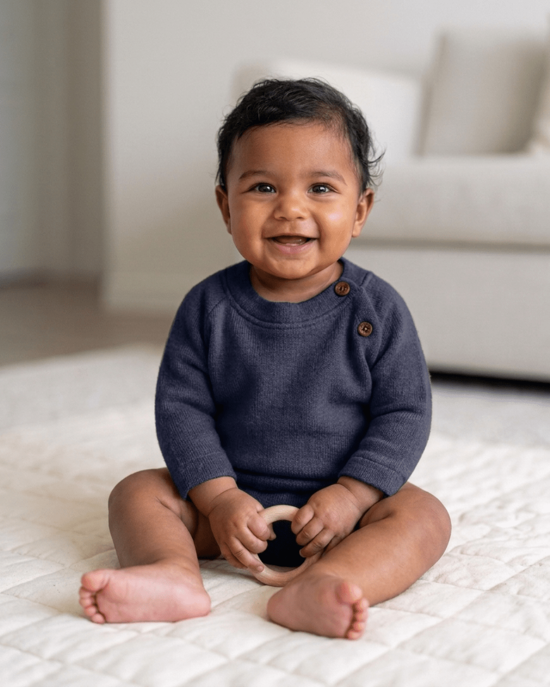 Pure Wool Full Sleeved Baby Tee | Herbal Dyed with Sacred Lotus – Kids Daywear Sets on Brown Living™. SKU: STBB03021. Img 4.