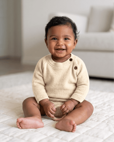 Pure Wool Full Sleeved Baby Tee | Herbal Dyed with Sacred Lotus – Kids Daywear Sets on Brown Living™. SKU: STIG03006. Img 2.