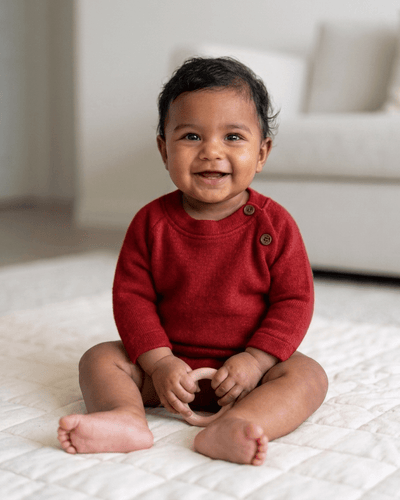 Pure Wool Full Sleeved Baby Tee | Herbal Dyed with Sacred Lotus – Kids Daywear Sets on Brown Living™. SKU: STMR03011. Img 3.