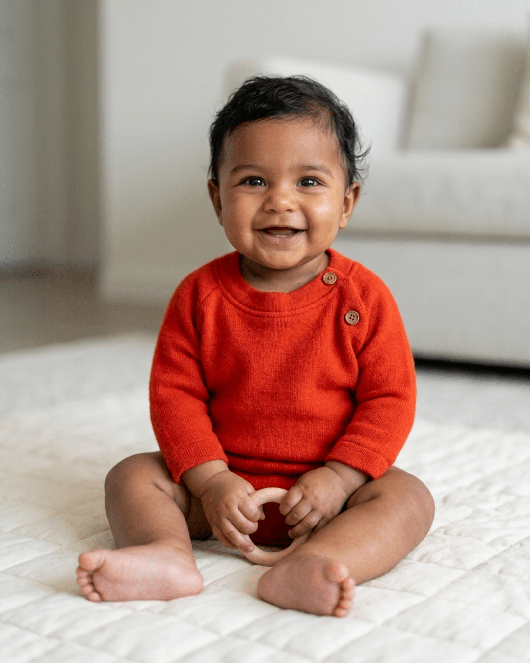 Pure Wool Full Sleeved Baby Tee | Herbal Dyed with Sacred Lotus – Kids Daywear Sets on Brown Living™. SKU: STNO03001. Img 1.
