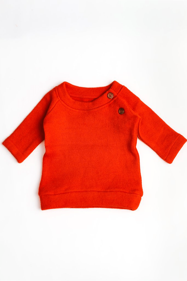 Pure Wool Full Sleeved Baby Tee | Herbal Dyed with Sacred Lotus – Kids Daywear Sets on Brown Living™. SKU: STNO03001. Img 1.