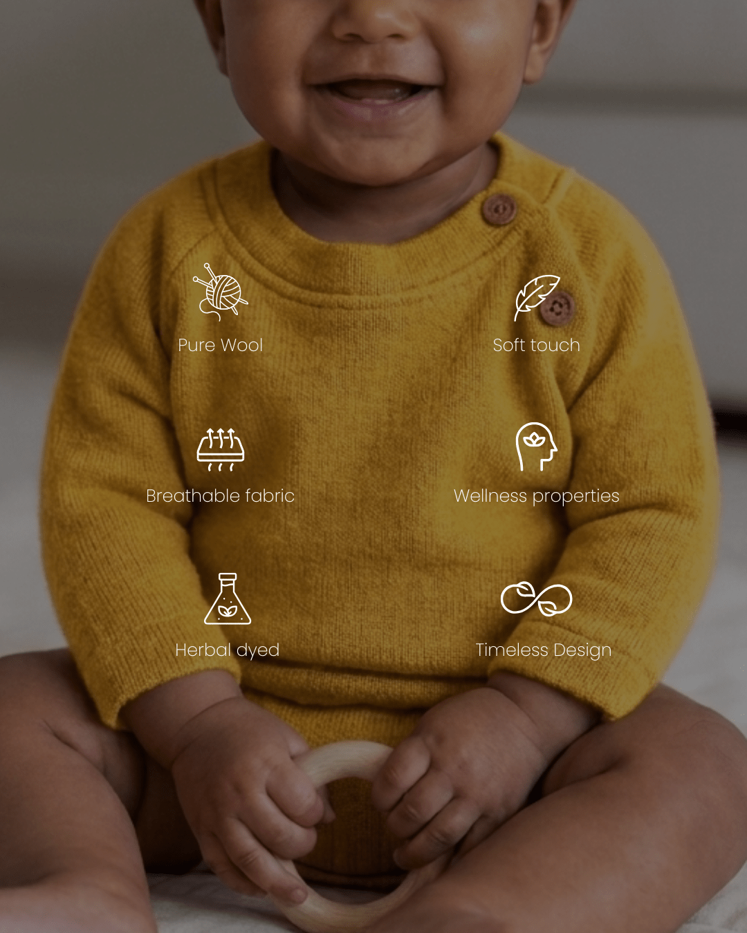 Pure Wool Full Sleeved Baby Tee | Herbal Dyed with Sacred Lotus – Kids Daywear Sets on Brown Living™. SKU: STSY03016. Img 12.