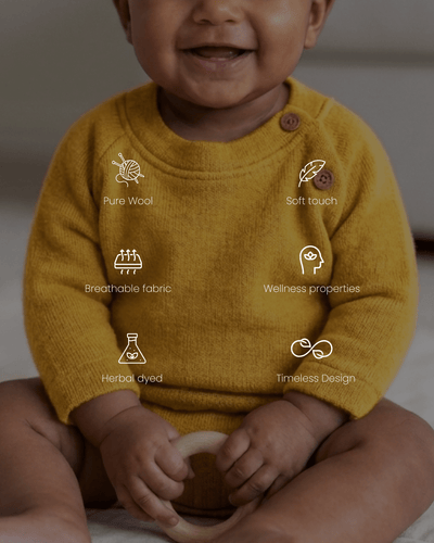 Pure Wool Full Sleeved Baby Tee | Herbal Dyed with Sacred Lotus – Kids Daywear Sets on Brown Living™. SKU: STSY03016. Img 12.