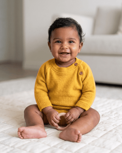Pure Wool Full Sleeved Baby Tee | Herbal Dyed with Sacred Lotus – Kids Daywear Sets on Brown Living™. SKU: STSY03016. Img 5.