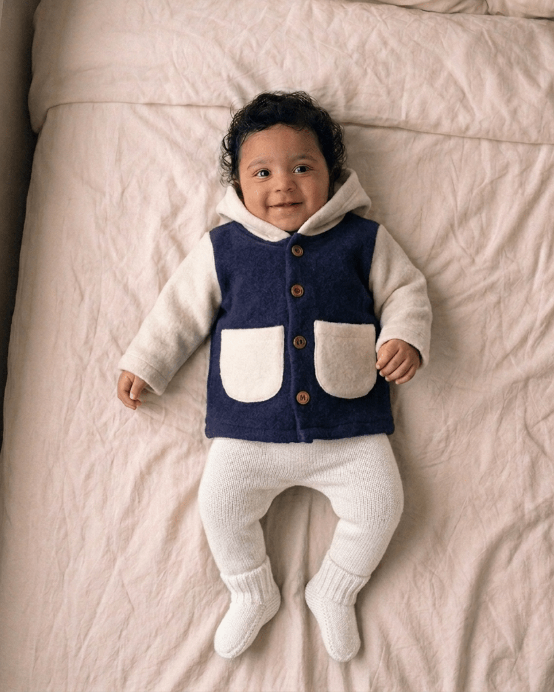 Pure Wool Hoodie | Warm & Breathable Natural Wool Hoodie – Kids Daywear Sets on Brown Living™. SKU: HBB03005. Img 2.