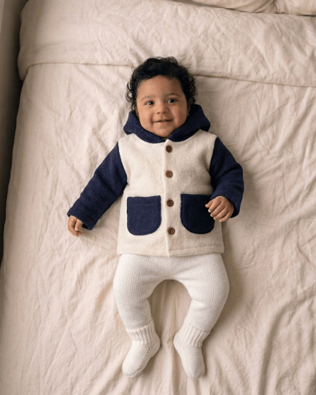 Pure Wool Hoodie | Warm & Breathable Natural Wool Hoodie – Kids Daywear Sets on Brown Living™. SKU: HIW03004. Img 1.