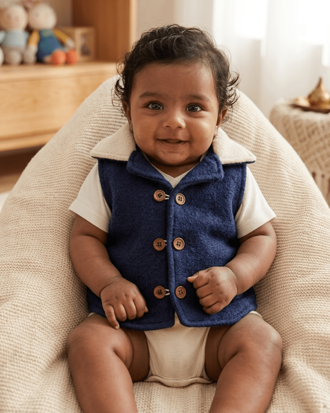 Pure Wool Waistcoat | Herbal Dyed with Schisandra for Calm & Comfort – Kids Daywear Sets on Brown Living™. SKU: WCBB03011. Img 3.