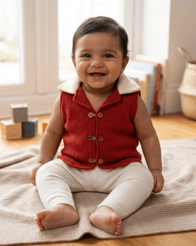 Pure Wool Waistcoat | Herbal Dyed with Schisandra for Calm & Comfort – Kids Daywear Sets on Brown Living™. SKU: WCMR03006. Img 11.