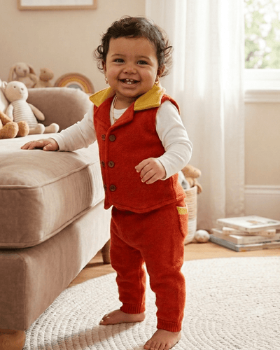 Pure Wool Waistcoat | Herbal Dyed with Schisandra for Calm & Comfort – Kids Daywear Sets on Brown Living™. SKU: WCNO03016. Img 2.