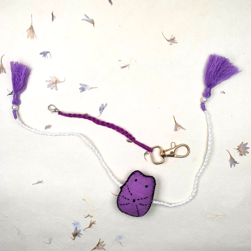 Purple Cat - Reusable Shaped Eco - friendly Kids Rakhi with Keychain String | Verified Sustainable by Brown Living™