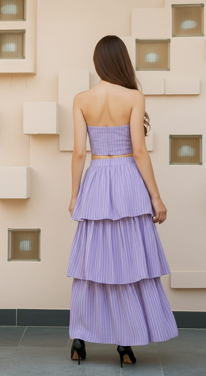 Purple Corset & Skirt in Recycled Cotton – Womens Set on Brown Living™. SKU: BL_HOA121. Img 2.