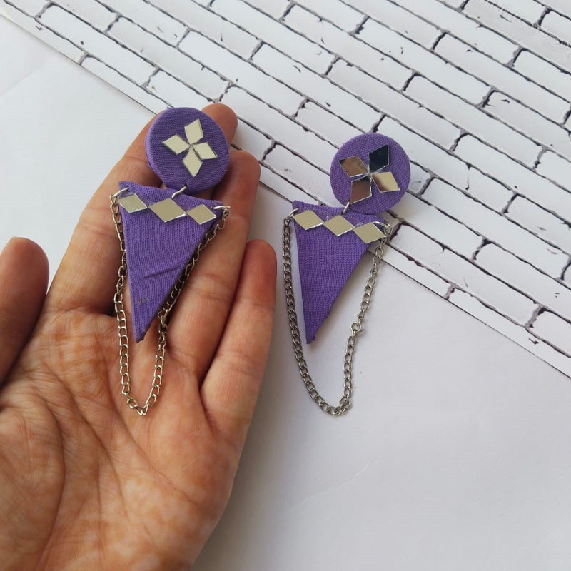 Purple Mirror Long Chain Earrings for Women | Verified Sustainable Womens earrings on Brown Living™