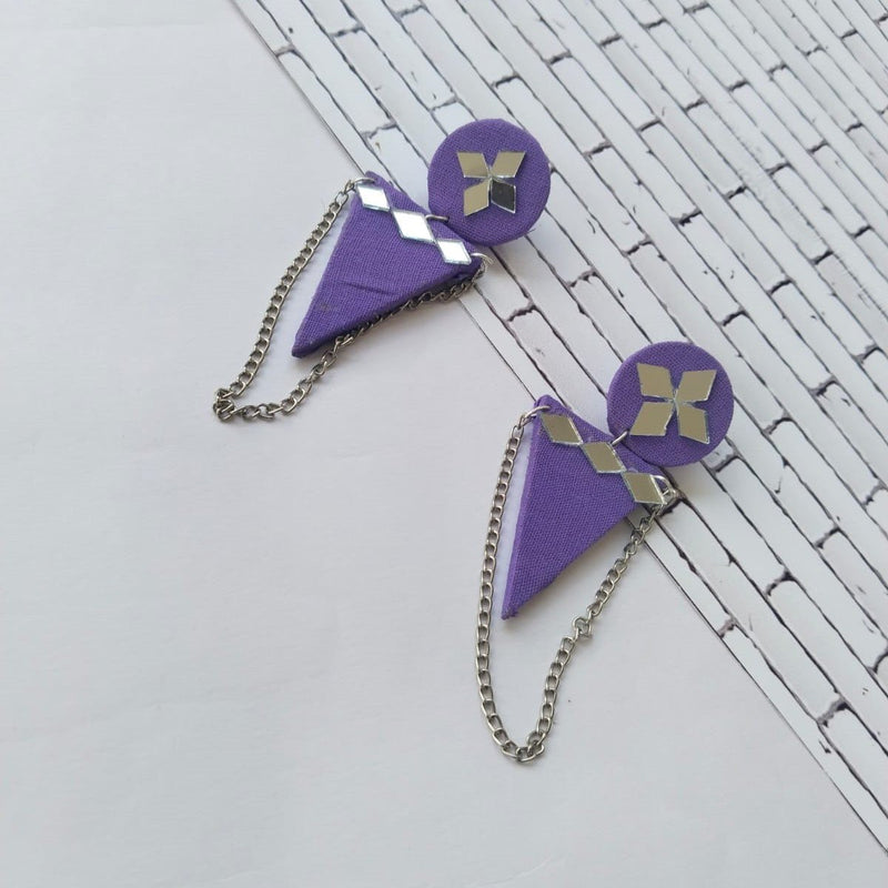 Purple Mirror Long Chain Earrings for Women | Verified Sustainable Womens earrings on Brown Living™