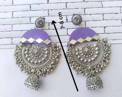 Purple Oxidized Mirror Heavy Jhumka | Verified Sustainable by Brown Living™