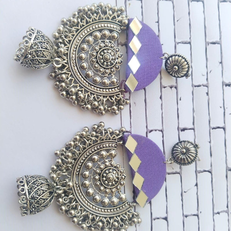 Purple Oxidized Mirror Heavy Jhumka | Verified Sustainable Womens earrings on Brown Living™