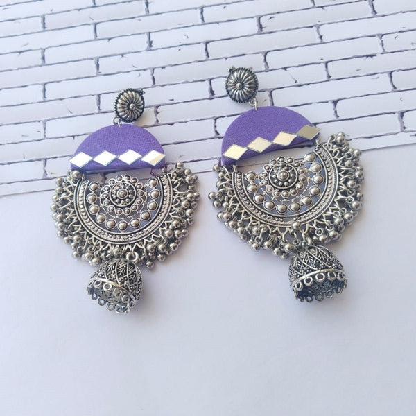 Purple Oxidized Mirror Heavy Jhumka | Verified Sustainable Womens earrings on Brown Living™